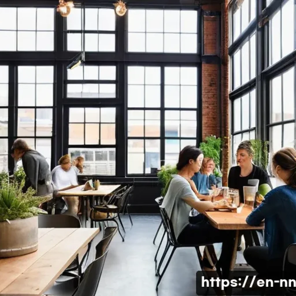 도시 재생과 지역 정체성 강화의 상관관계 - **Reimagined Industrial Hub:** A beautifully renovated historic industrial building, perhaps a forme...