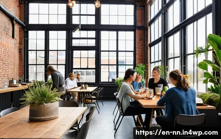 도시 재생과 지역 정체성 강화의 상관관계 - **Reimagined Industrial Hub:** A beautifully renovated historic industrial building, perhaps a forme...